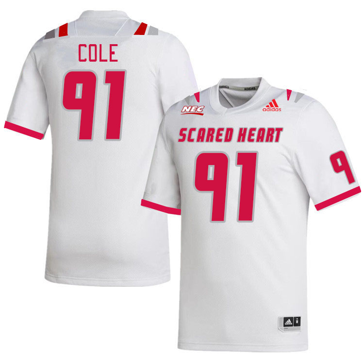 Men-Youth #91 Ron Cole Scared Heart Pioneers 2023 College Football Jerseys Stitched-White